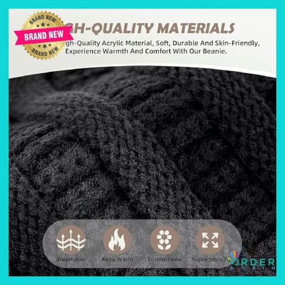 Satin Lined Slouchy Beanie Set Classic Oversized Winter Hat Chic - Picture 4 of 8